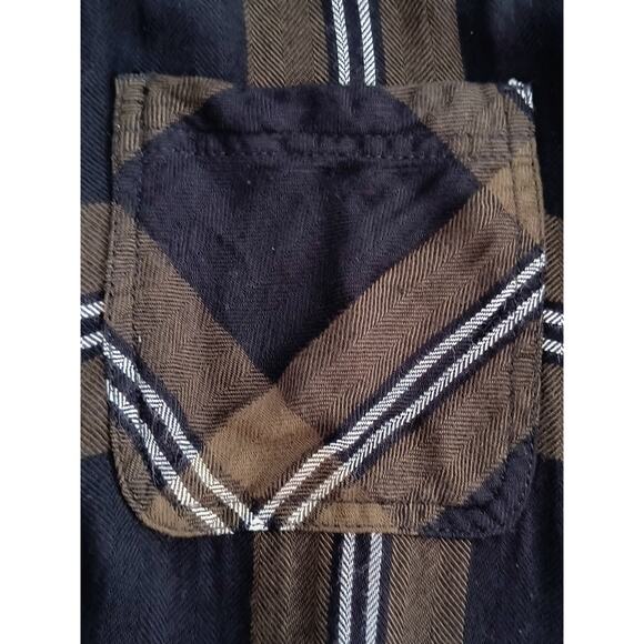 BeachLunchLounge Button Up Shirt Wmn's Sz XL Brown Check Long Sleeve - Picture 6 of 13